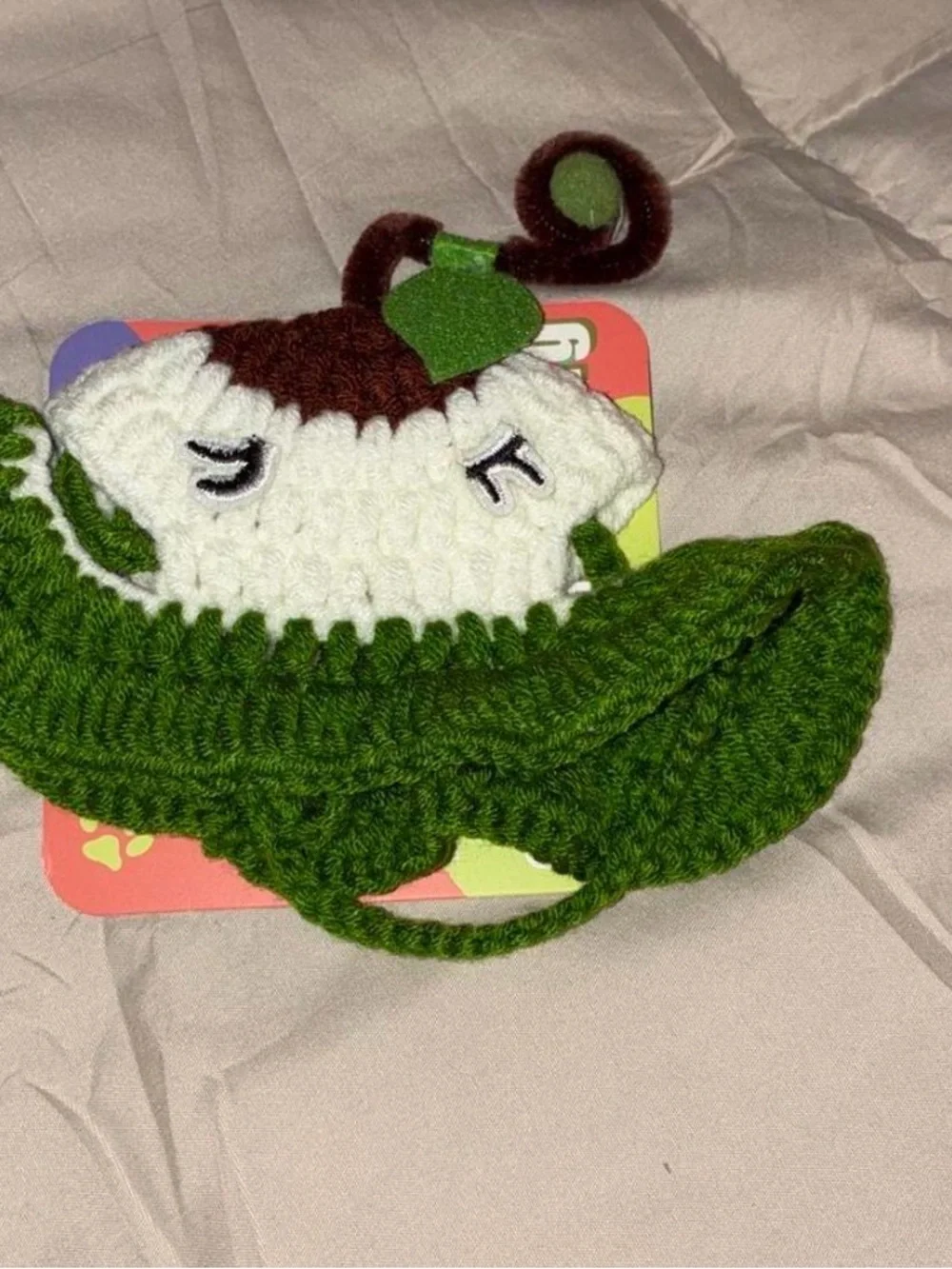 Handcrafted Green Crocheted hat for Small Pets